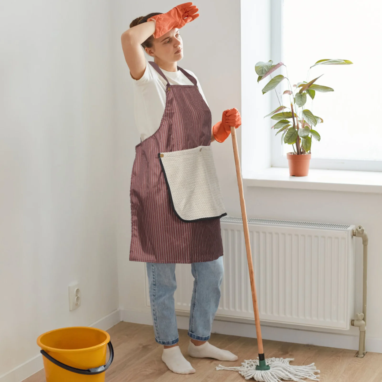 

Waterproof Apron Detachable Hand Towel Large Pockets Oil Resistant Kitchen Cooking Grilling Gardening