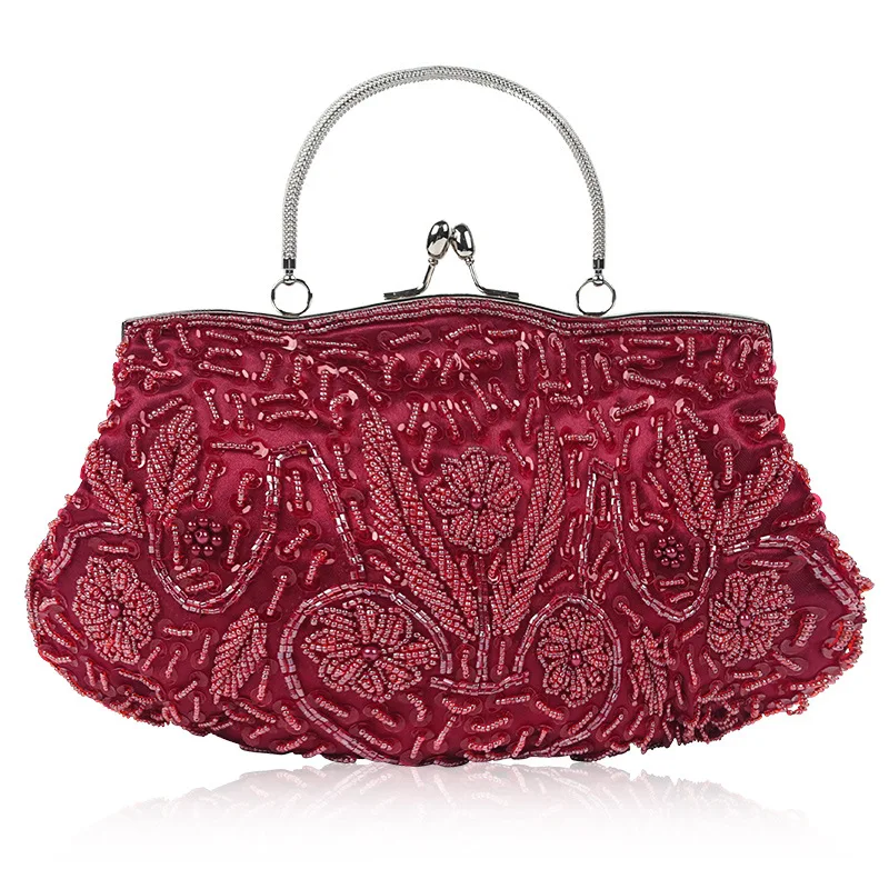 Vrouwen Clutch Bags Dames Kralen Avondtassen Wedding Party Bridal Geborduurde Handtas Vrouwen Solid Retro Kleine Bakken Mini Portefeuilles