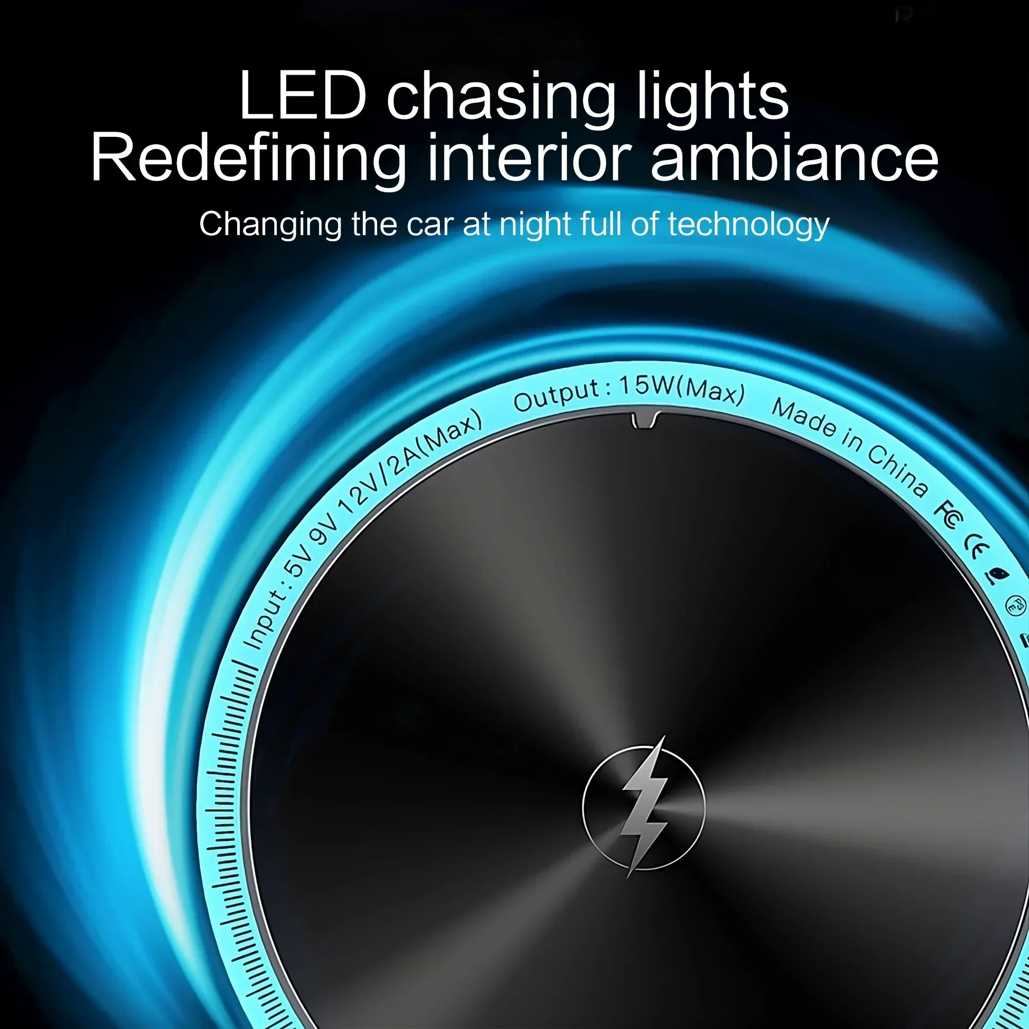 حامل هاتف السيارة المغناطيسي شاحن لاسلكي 15 واط شحن سريع الضوء المحيط تنفيس الهواء جبل للهواتف الذكية #2