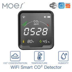 WiFi Tuya Smart CO2 Detector 3 in 1 Carbon Dioxide Detector Air Quality Monitor Temperature Humidity Air Tester with Alarm Clock