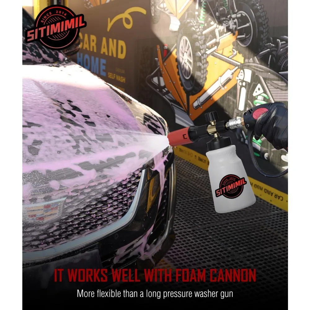 سيتيميل ® مسدس غسالة الضغط الدوار مع 3/8 تدوير التوصيل السريع ومحول M22-14mm 4500PSI سهل السحب الزناد قصير الضغط العالي #5