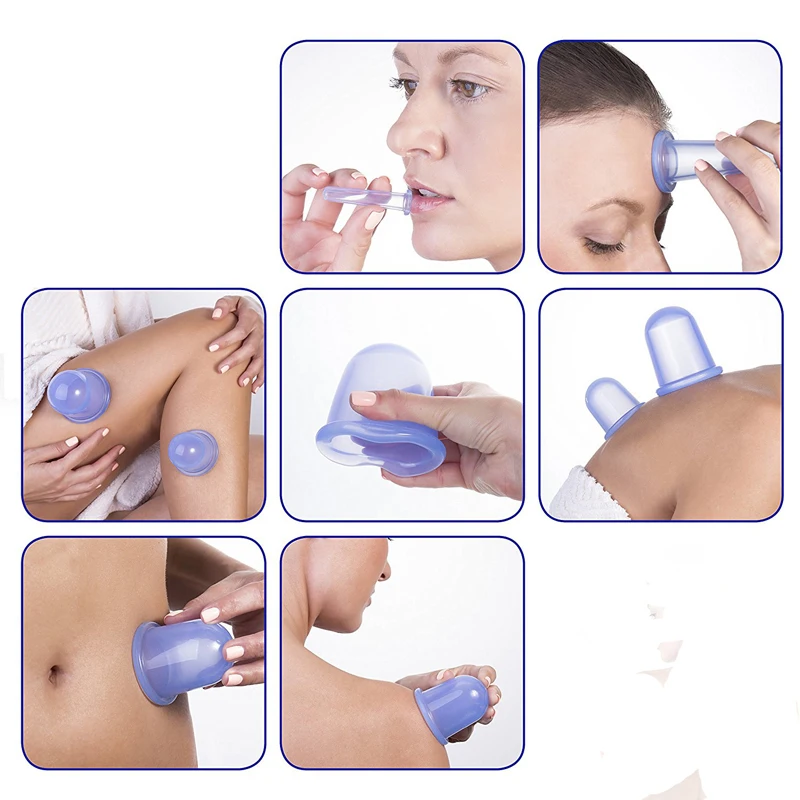 7 stks/set Siliconen Massage Potten Zuignap Plastic Vocht Verdrijven Body Release Pijn Vacuüm Blikjes Banken