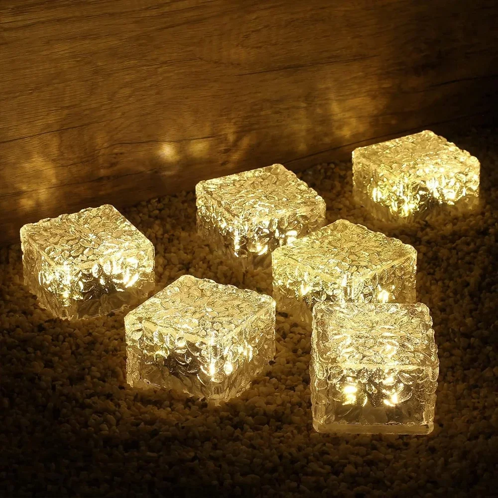 

Solar Glass Ice Brick Light, IP65 Waterproof Landscape Path Garden Decorative LED Lights for Pathway, Patio, Walkway Decor
