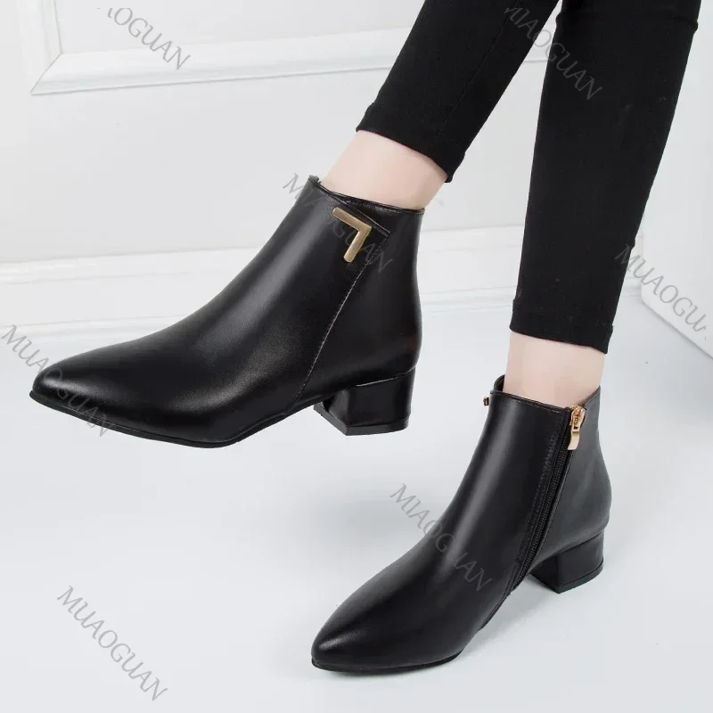 Damen-Stiefeletten aus PU-Leder mit spitzer Zehenpartie und hohem Absatz, seitlicher Reißverschluss, lässige Büroschuhe_voghion.com