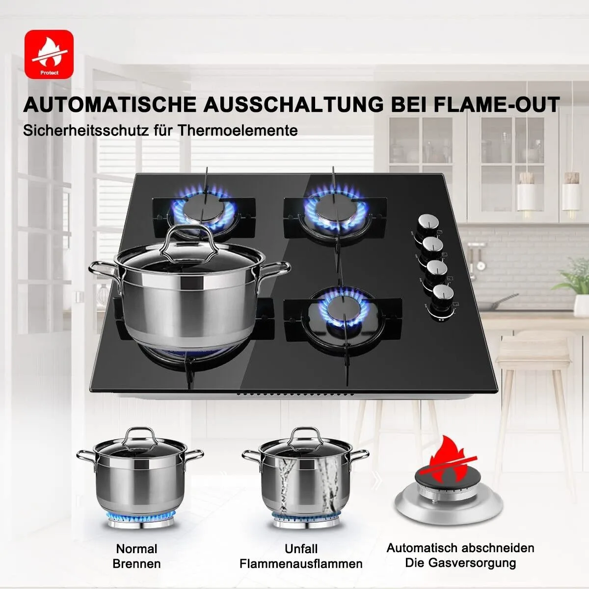 TopStrong 4 شعلة 60 سم زجاج سيراميك مدمج موقد غاز البروبان الطبيعي #6