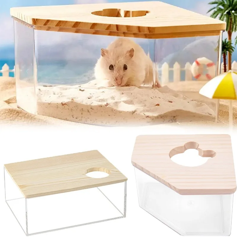 Hamster Bathroom House Sand Bath Box Made of Acrylic and Fully Transparent Toilet Dual-use Bathtub Sand Urine Basin Hamster Bath