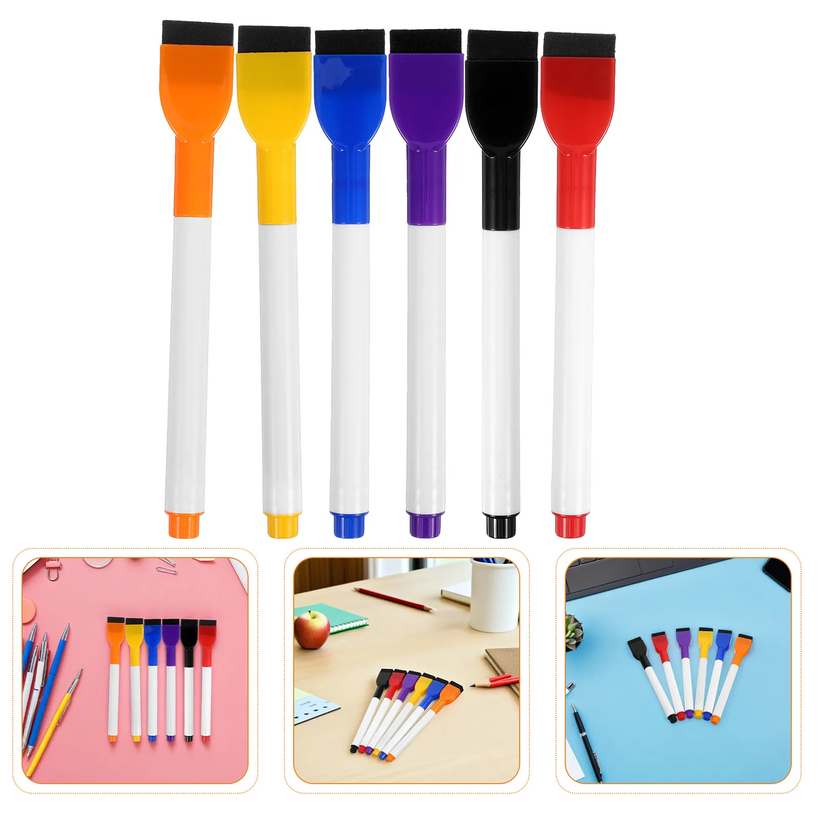 24Pcs Magnetic Dry Erase Whiteboard Markers Fine Tip Brush Colorful Erasable Ink White Board Marker Set Kids Classroom Office