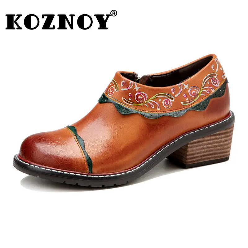 Koznoy owca pompka 5cm nowa owcza skóra skóra etniczna letnia aurumna wiosna kobiety duże elegancki nadruk czółenka tłoczone luksusowe buty