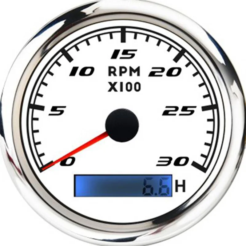 A80X-LCD 85Mm Marine Tachometer 0-3000 RPM Hour Meter Speedometer 12V/24V With Red Backlight Odometer
