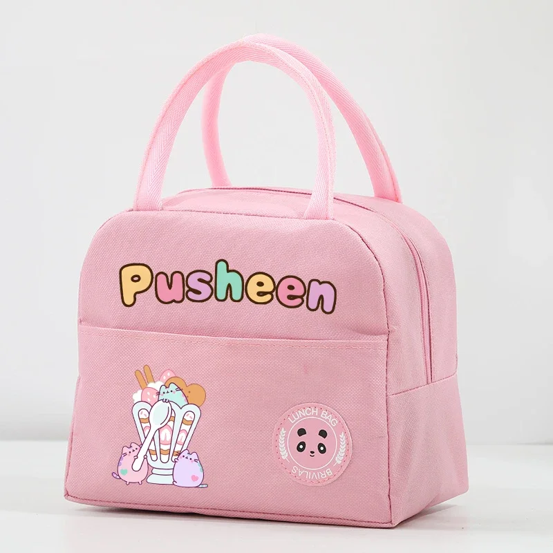 Pusheens Women Lunch Hand Bag Girl children\'s Anime Cartoon Printing adolescente Cute Lunch Box Female Office Thermal Insulat Case Gift