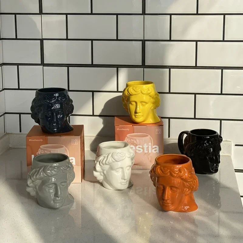 Home Decoration Mug Cup David Head Sculpture Porcelain Creative Funny Gift Ceramic Water Cup For Tea Coffee Drinks Birthday gift