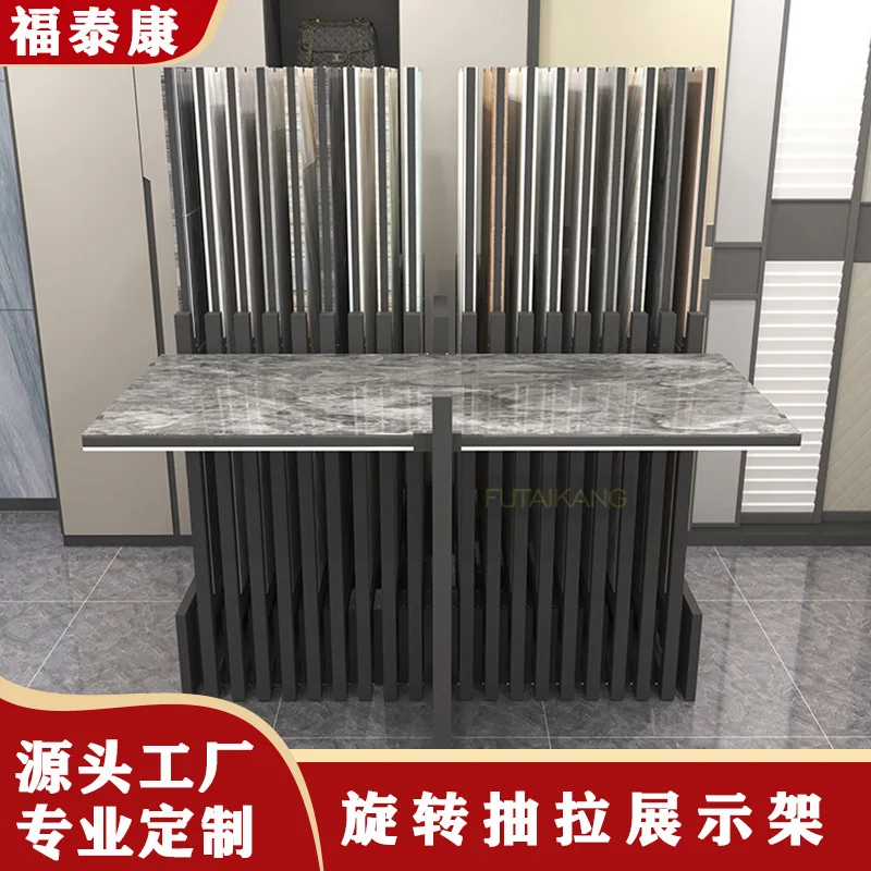Tile wood floor simple display stand pulling rotating stone swatch art paint plate movable floor type