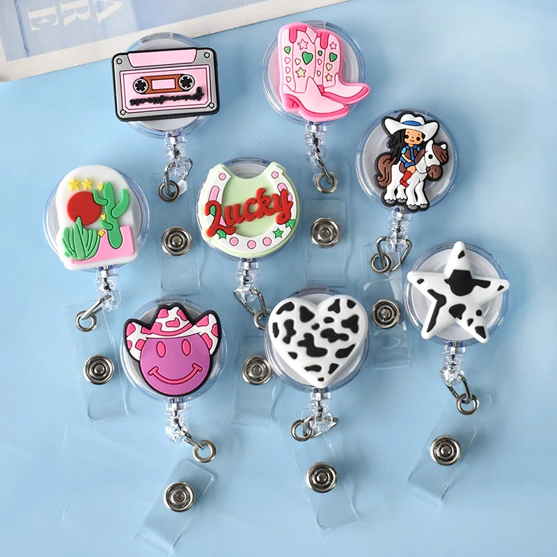 1PCS Cowgirl Hat Retractable Badge Reel Medical Worker Card Clip Doctor Nurse ID Name Card Badge Holder Credential Holder