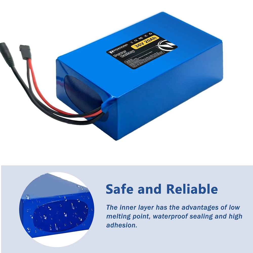 36V 20Ah Battery for Electric Bike Scooter Tricycle with 30A BMS Charger Long Distance Riding Solution