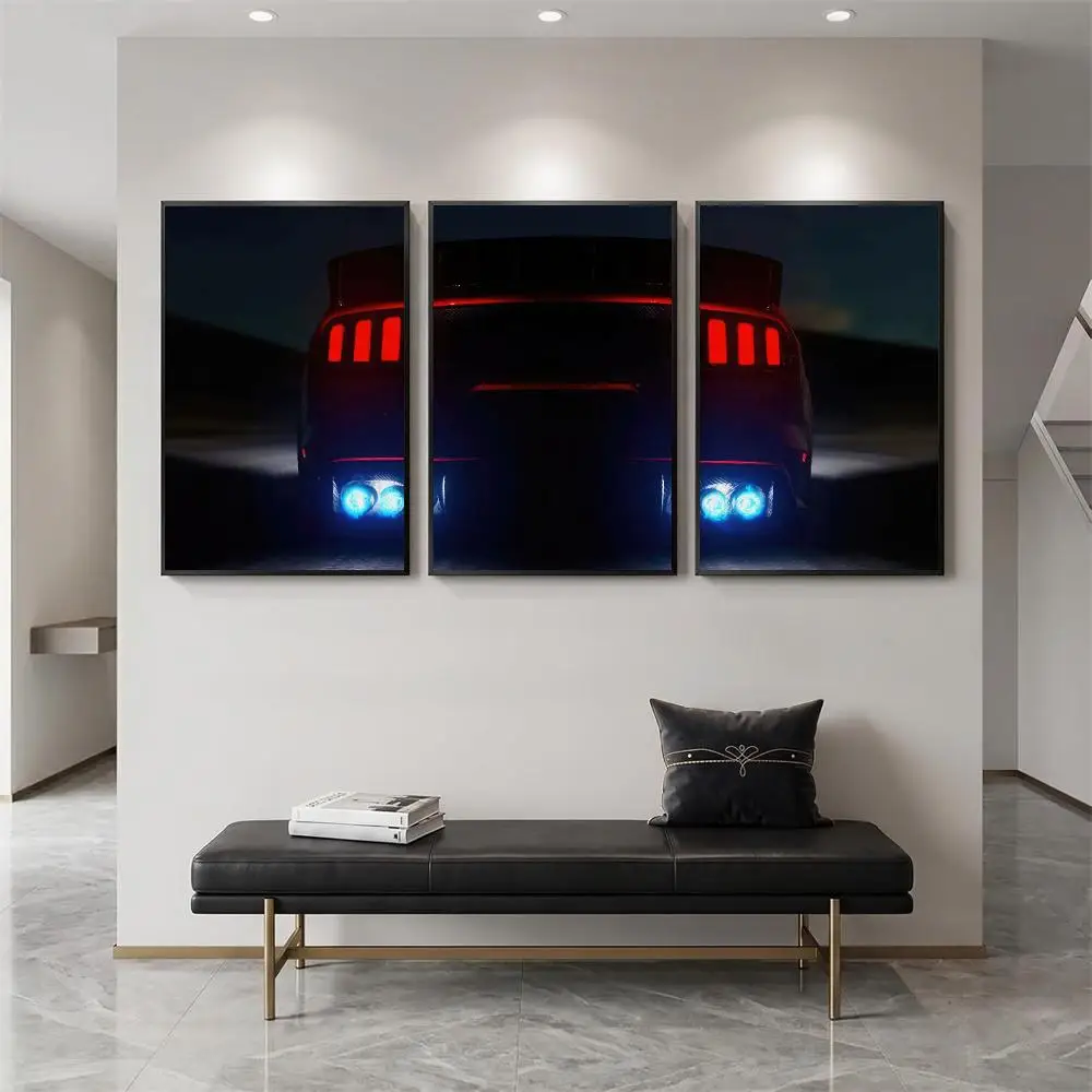Low Slung Performance Coupe Painting Calligraphy 3 PCS Canvas Wall Art for Living Room Bedroom Prints Decor Modern Wall Decals
