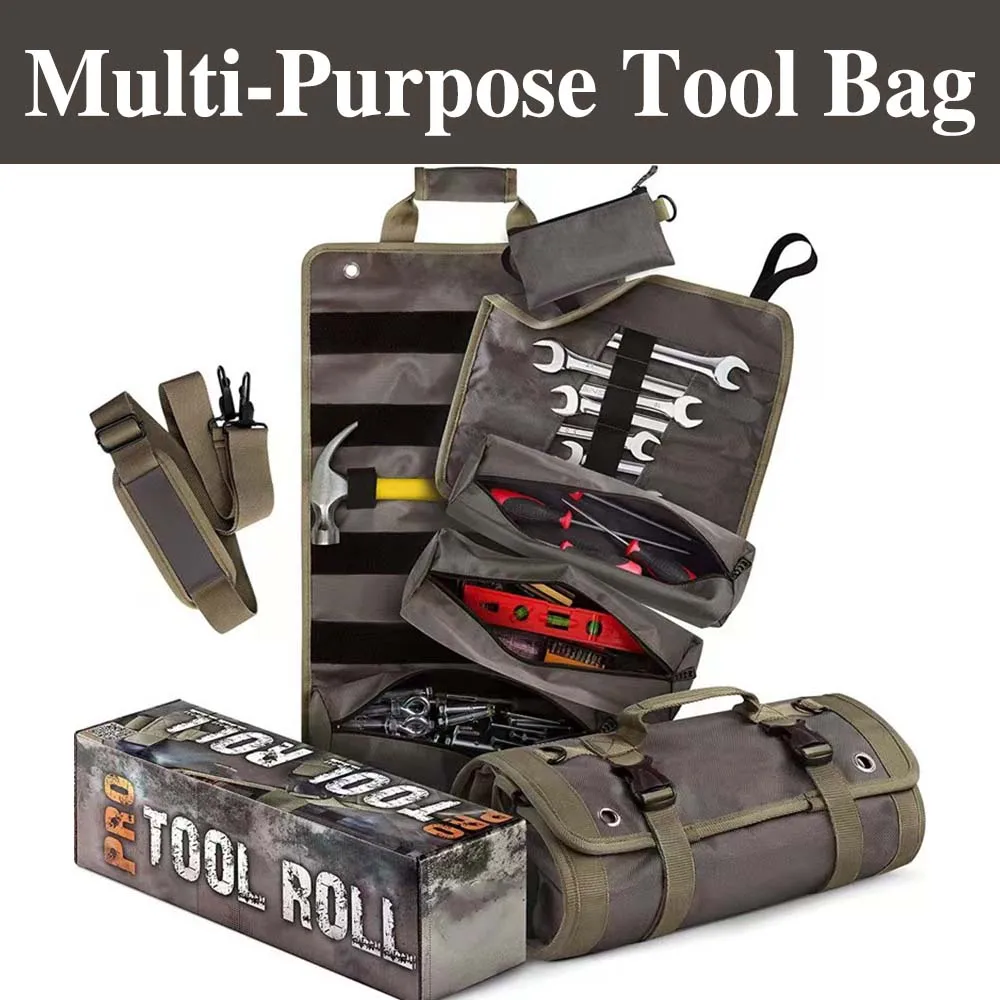 Portable Hardware Tools Multi-Purpose High Quality Multi Pocket Professional Tool Bag Pouch Roll Up Small Tools Organizer Bag