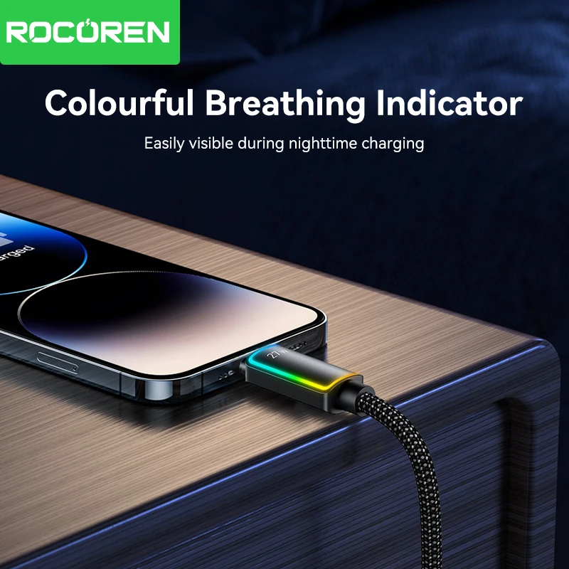 Rocoren PD 27W USB C Lighting Data Cable for iPhone 14 13 12 11 Pro Max Fast Charging 2.4A USB2.0 Data Cord for iPad Pro Wire