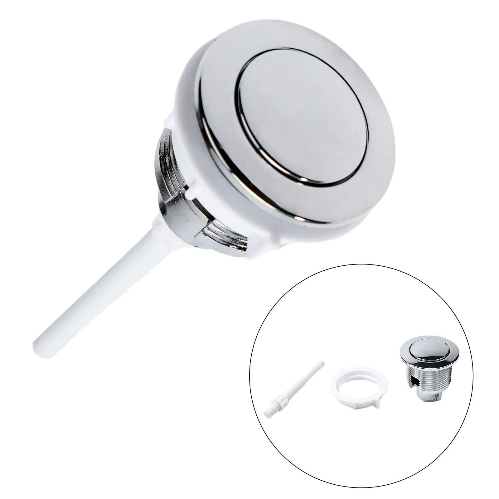 Plumbing Fixtures Household Products Toilet Tank Button Parts Push Single Replacement Rust-proof Silver 38mm ABS