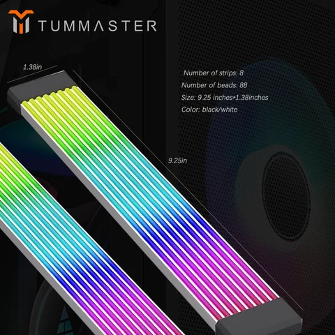 TUMMASTER 5V 3Pin ARGB Illuminated Strip 8/24-Pin PC Motherboard Graphics Card Power Supply Extension Cable with LED Light Strip