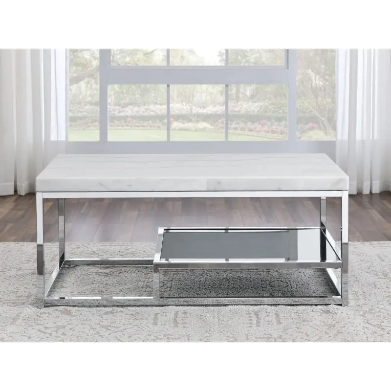 Aston - White Marble Top Coffee Table - White
