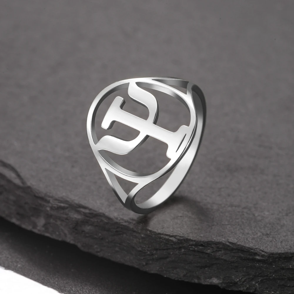 Dawapara PSI Symbol Ring for Women Men Greek Alphabet Letter Psychiatry Psychology Gifts Stainless Steel Jewelry