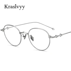Krasivyy Luxury Korean Pure Titanium Glasses Frame Women Brand Designer Prescription Eyeglasses Men Vintage Round EP Eyewear