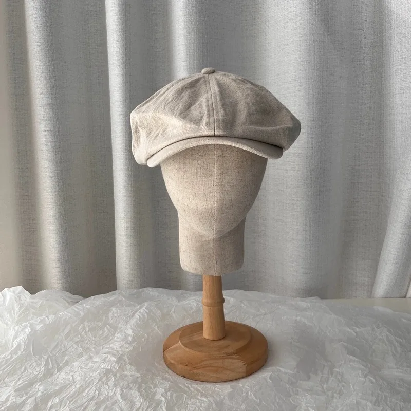 Men New Cotton Linen Big Size 63CM Newsboy Caps Spring Summer Thin Breathable Retro Berets Fashion Casual Octagonal Hats 60cm