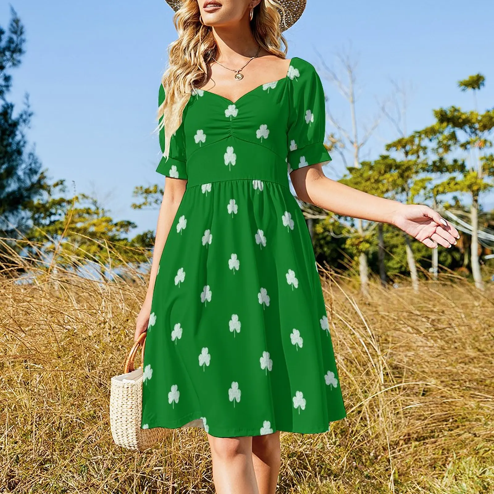 Green St Paddy's day Distressed Shamrock Clover Design Dress summer outfits for women 2023 luxury woman party dress