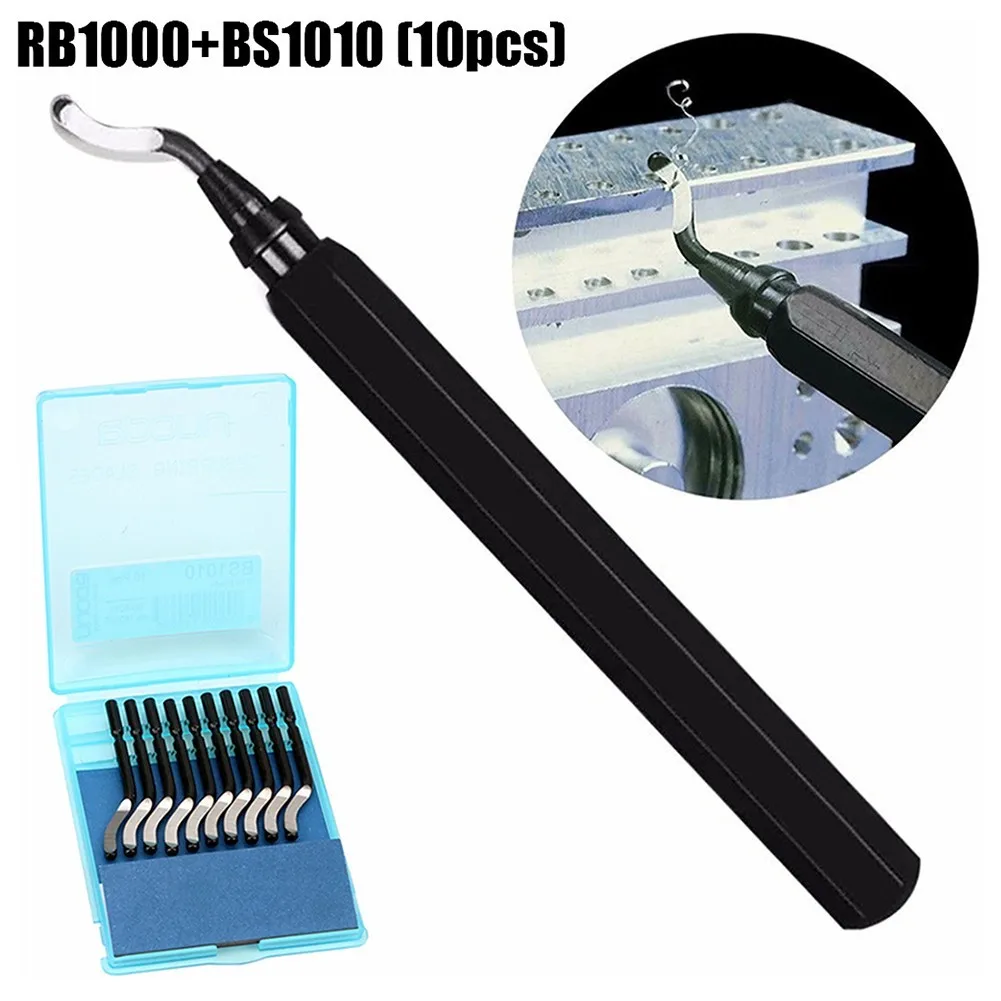 

RB1000 Handle Burr Metal Deburring Tool Handle Remover Cutting Tool With 10pcs Rotary Deburr Blade DeburRed For Luminium Copper