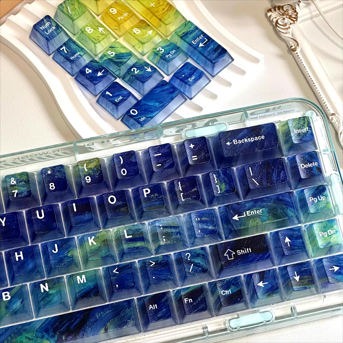 

119 Key Cherry Keycap Set PC Starry Sky Theme Transparent Keycap Set Suitable for 60/64/84/98/108 Mechanical Keyboard MX Switch