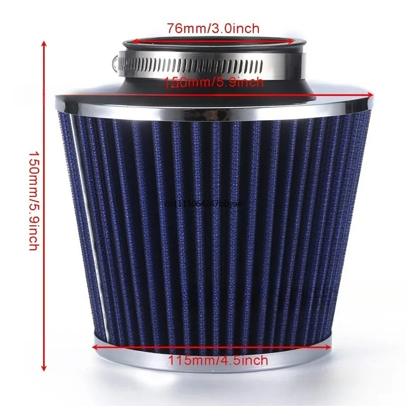 High flow filter element, car air intake modification 76MM air filter 101/90MM mushroom head mushroom head universal