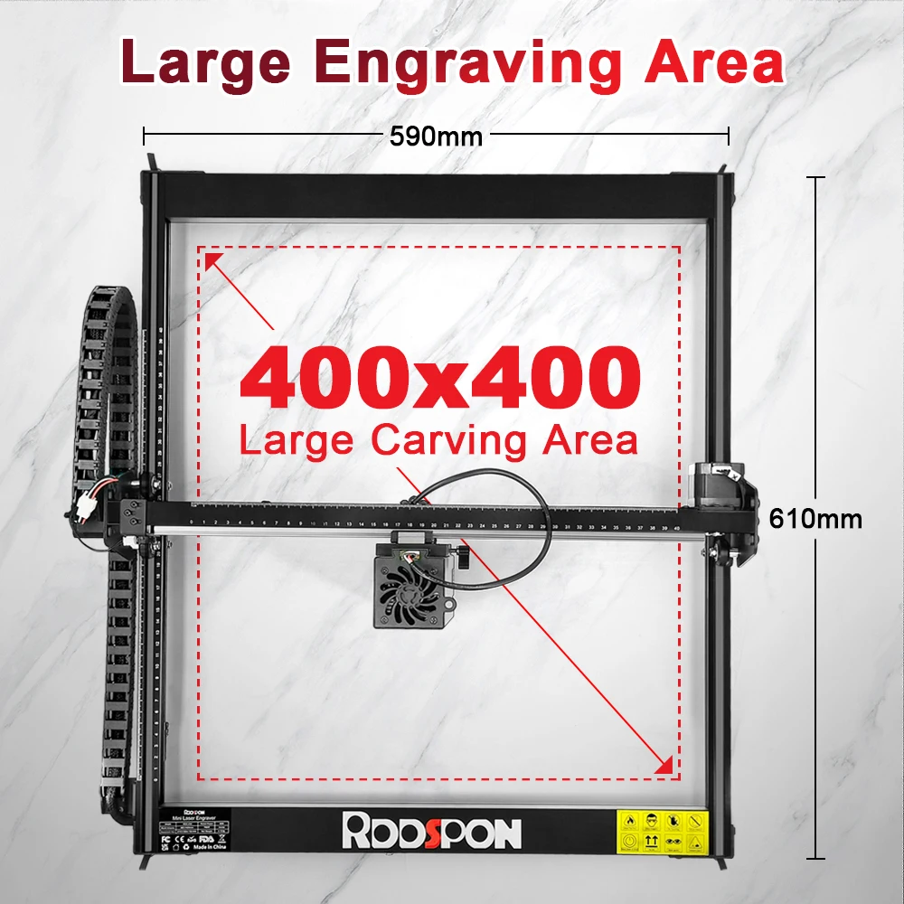 12W 22W 레이저 조각기 100-240V 400 x 400mm DIY 레이저 커팅 조각기 페인트 아크릴 유리 가죽 목재 조각기