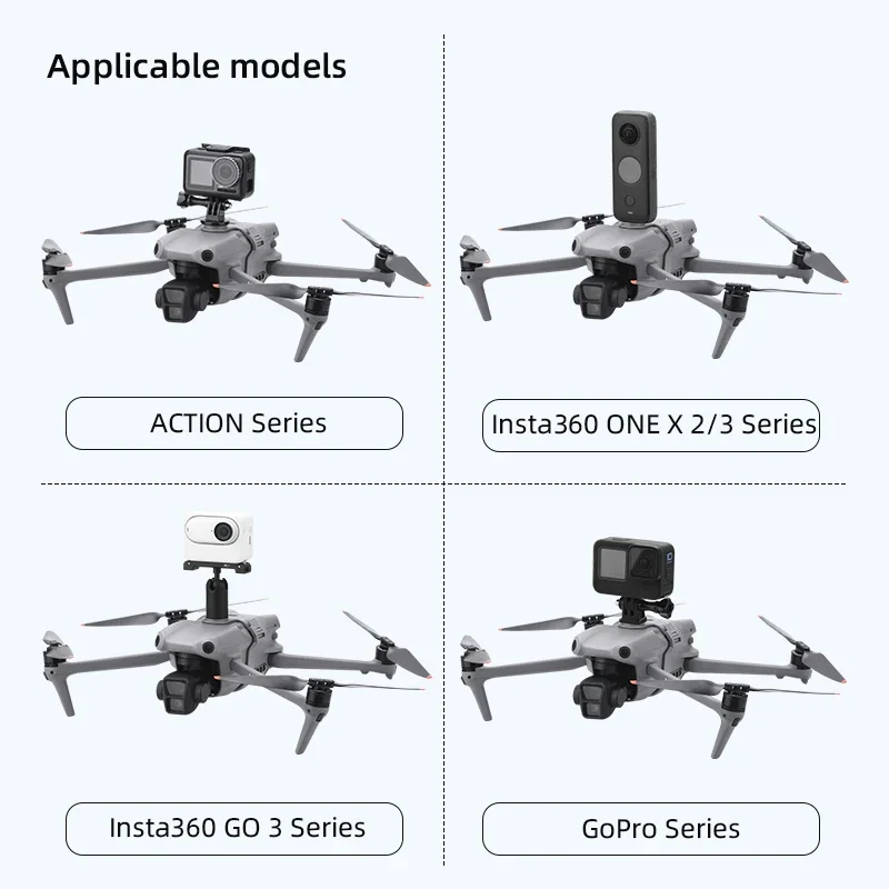 Soporte de extensión superior para Dron DJI AIR 3S/AIR 3, accesorios de montaje de soporte fijo para cámara Insta360 DJI Action 3/4, luz de relleno
