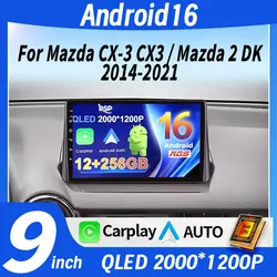 Android 14 Carplay Auto Radio del coche para Mazda CX-3 CX3 Mazda 2 DK 2014 - 2017 2018 2019 2020 2021 reproductor Multimedia estéreo 4G DSP