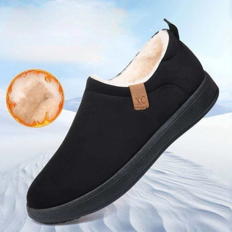 

Winter Mens Velvet Cotton Warm Middleaged Elderly Dad Shoes Anti Slip Soft Sole Lightweight Casual Shoes Thick Mens Cotton Shoes