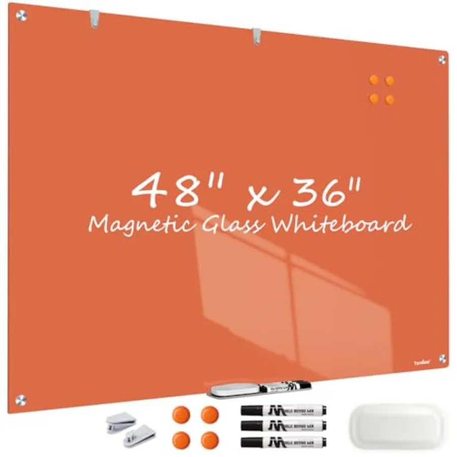 

Магнитная стеклянная доска для сухого стирания 48x36 дюймов, большая стеклянная доска для стены, офиса, школы, класса