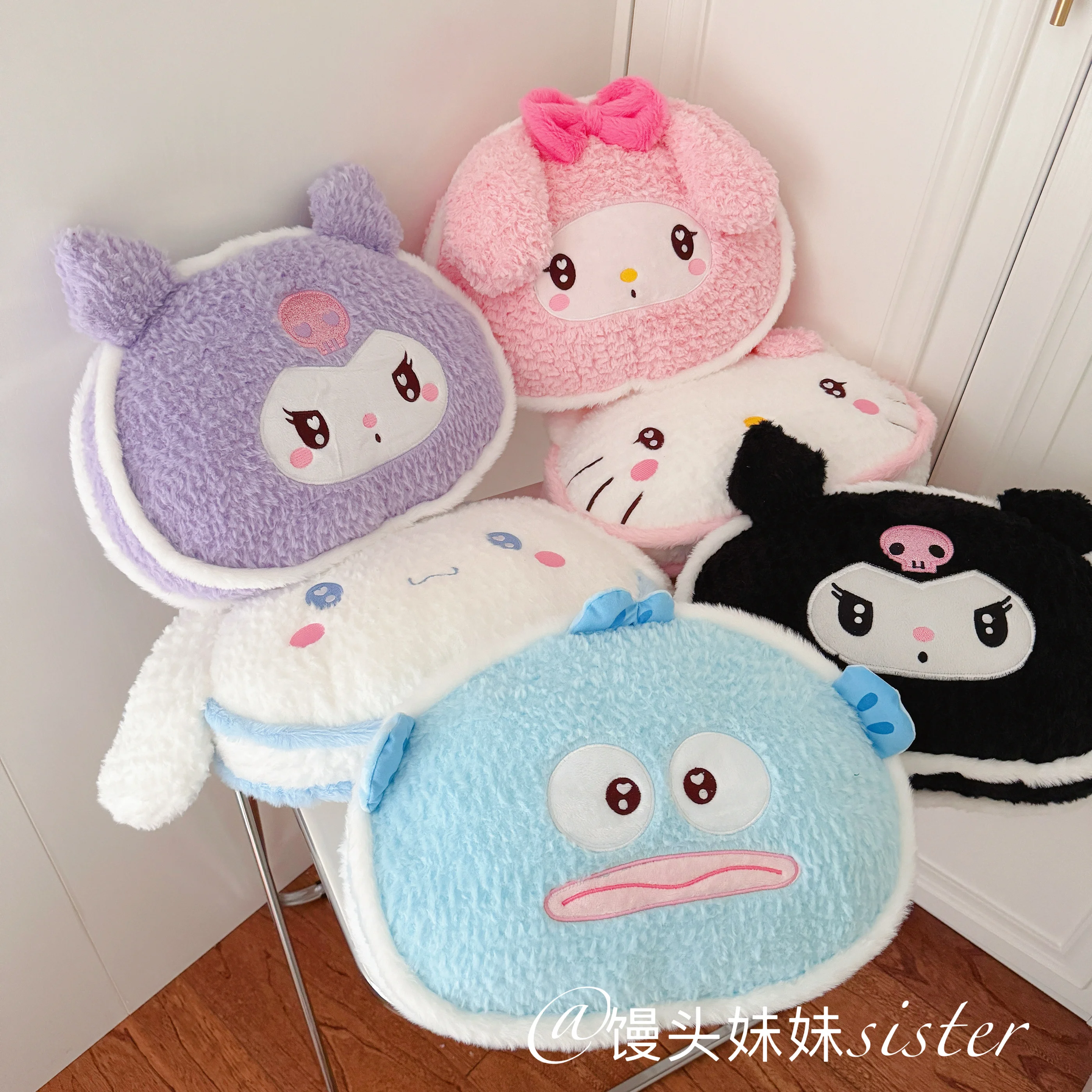 Sanrio Hello Kitty Plushies muñeca Kuromi Cinnamoroll My Melody almohada Hangyodon juguete de peluche sofá cama cojín trasero regalos de navidad