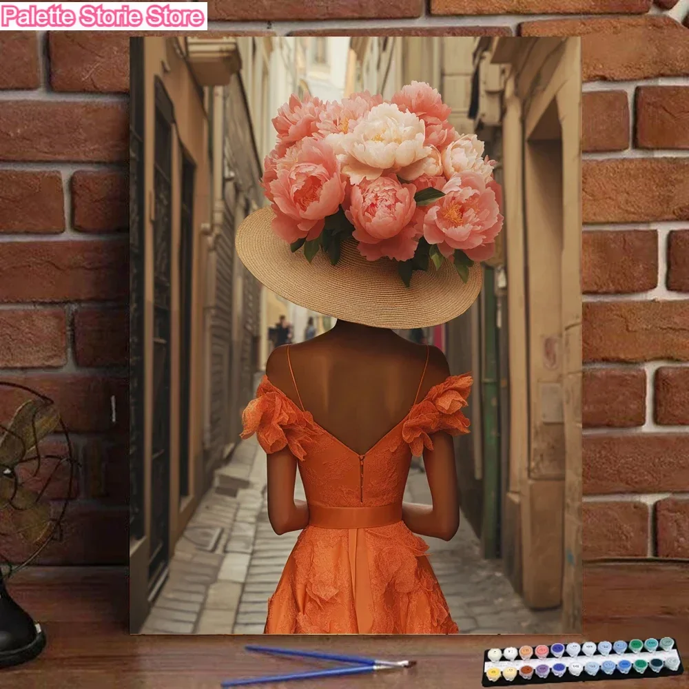 （Frameless ）Painting by Numbers Back view Art Culture Digital Painting Handmade Adult Children Gift Wall Decoration D