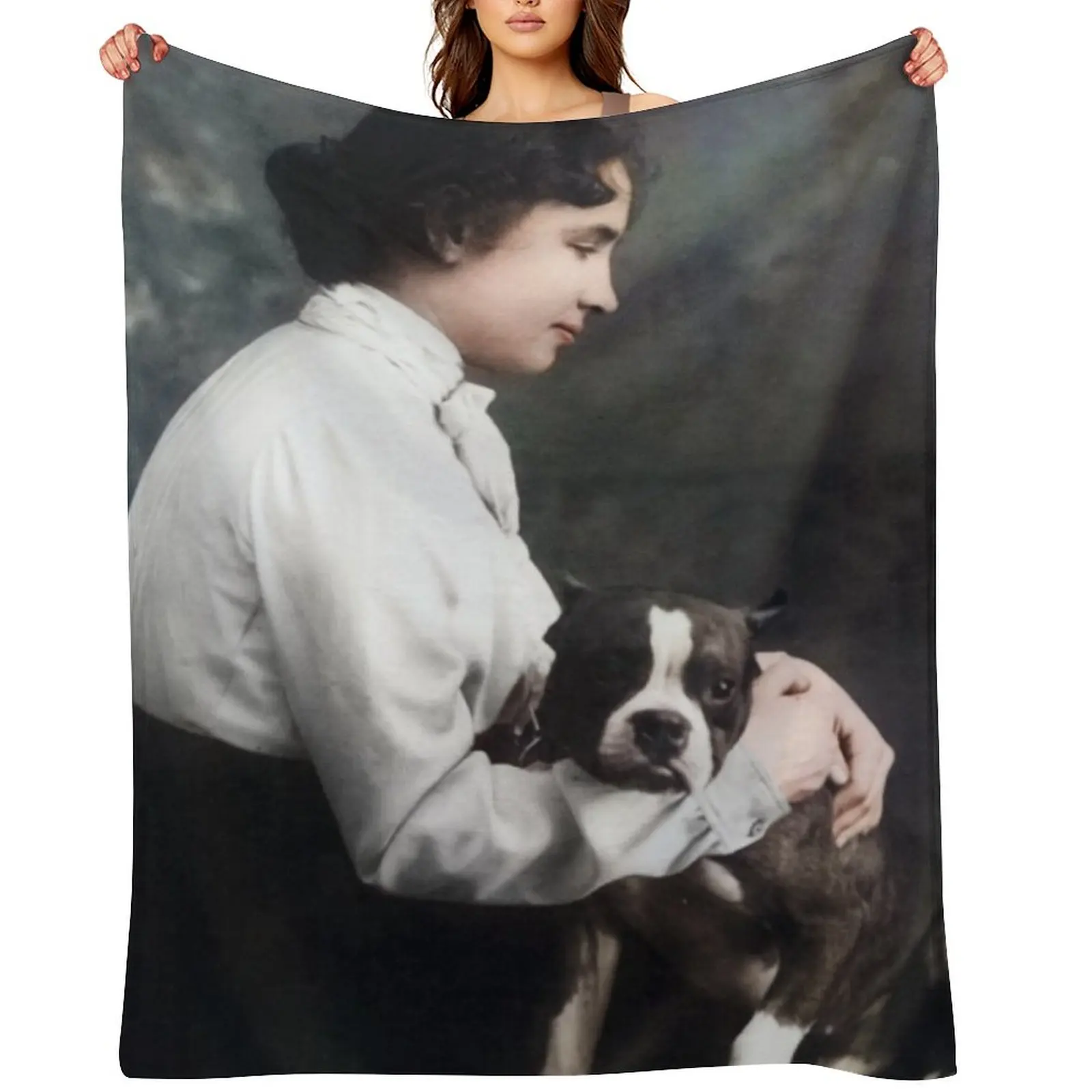 

Helen Keller and her Dog Throw Blanket cosplay anime Furrys Flannels Giant Sofa Blankets