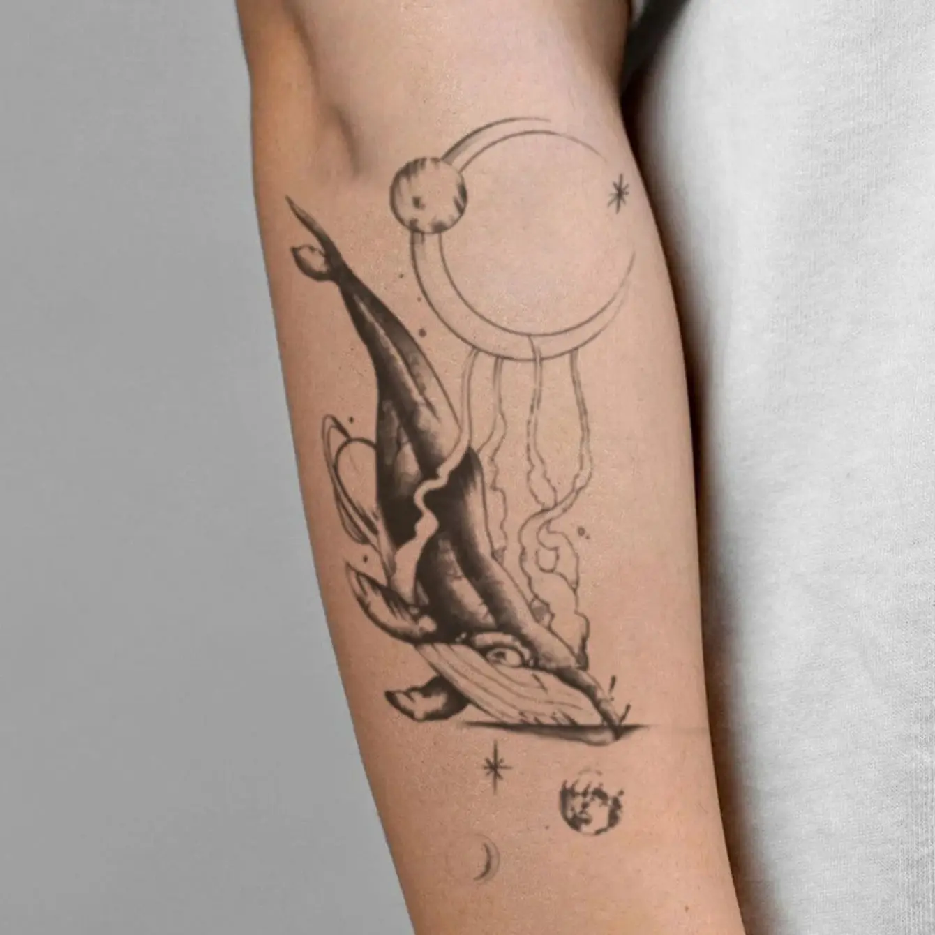 TATTOO 1PC Whale Temporary Tattoo Sticker Waterproof Magic Tattoo Lasts to 15 Days Fake Tattoo Semi Permanent Tattoo for Women