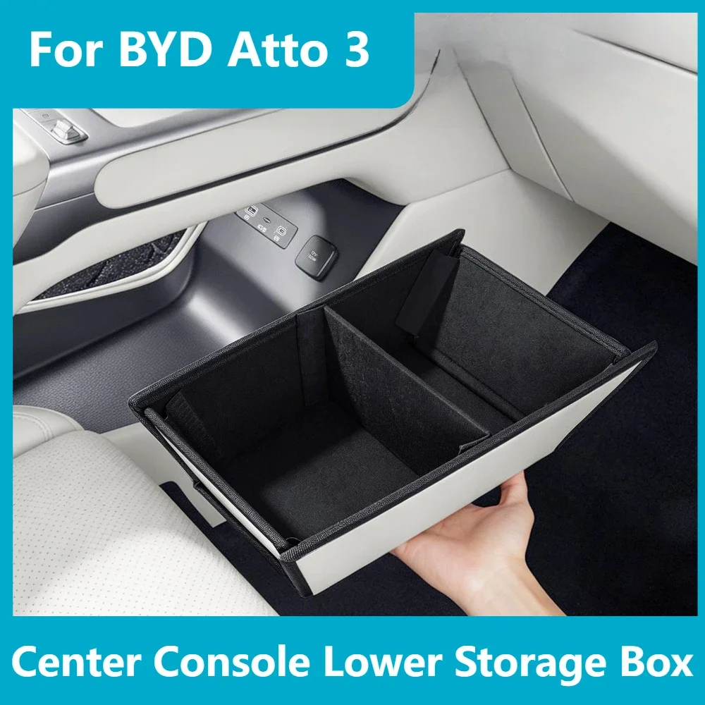 For BYD Atto 3 2022-2026 Car Center Console Lower Storage Box  Anti-slip Extra Storage Organizer Tray Car Interior Accessories