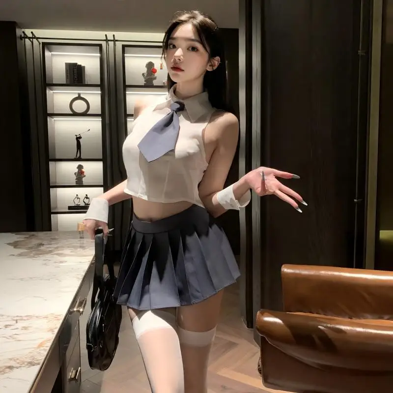 

Sexy Lingerie School Girl Secretary Office Cosplay Costumes Perspective Mini-Skirt Sailor Outfit Erotic Uniform Sexy Costume