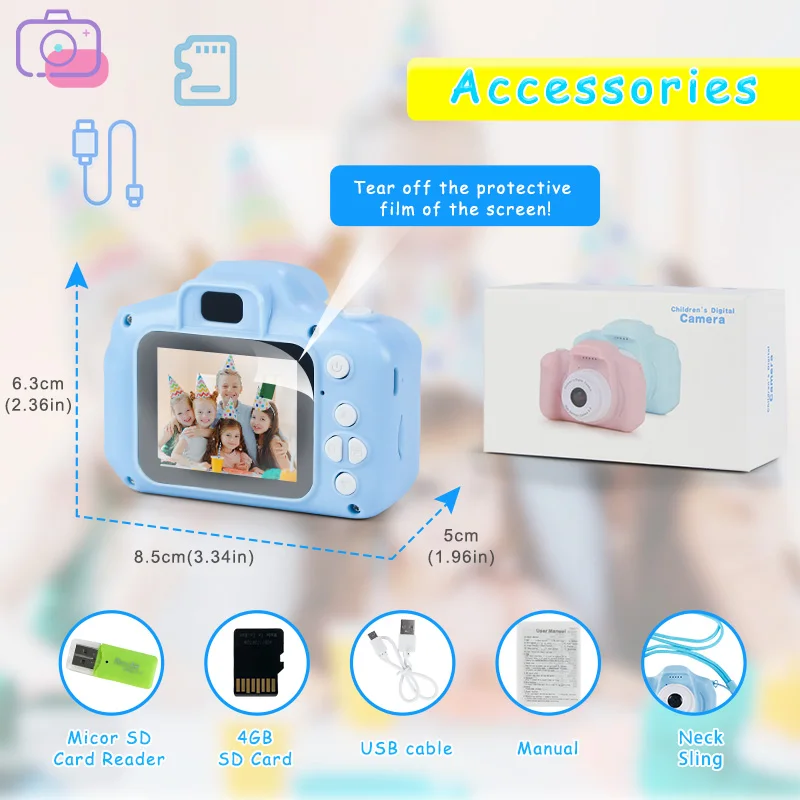 Kids Mini Cartoon Camera Toys with 32GB Memory Cards Reader HD Video Digital Cameral Toys Gifts for Children