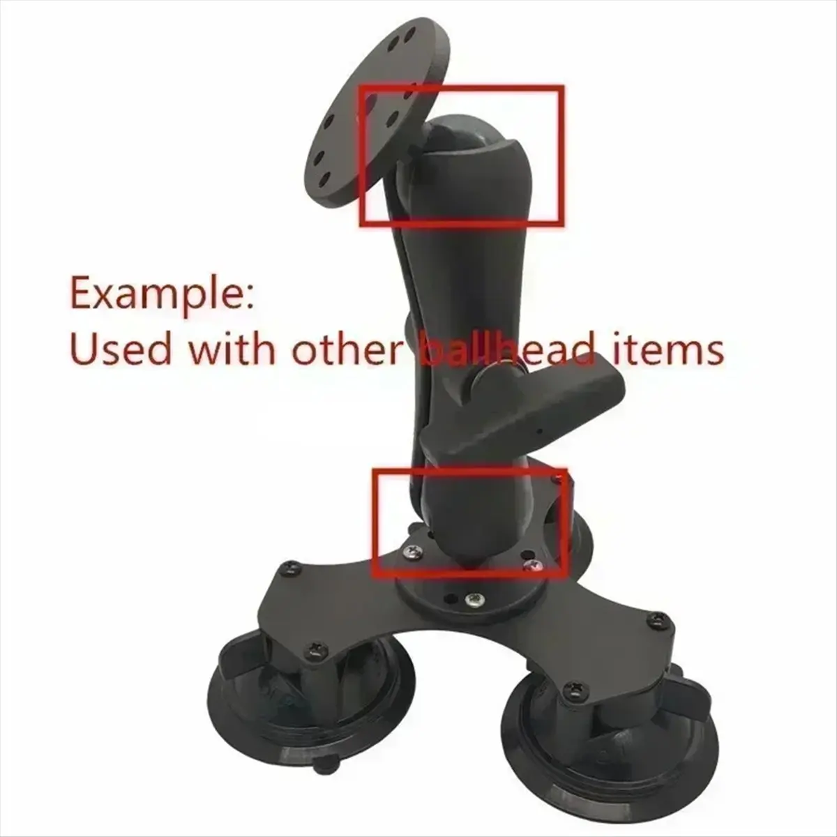 M05K 1.5 Inch Ball Head Car Window Twist-Lock Triple Suction Cup Base with AMPS Hole Ball Mount for Gopro Phone for Garmin view 6