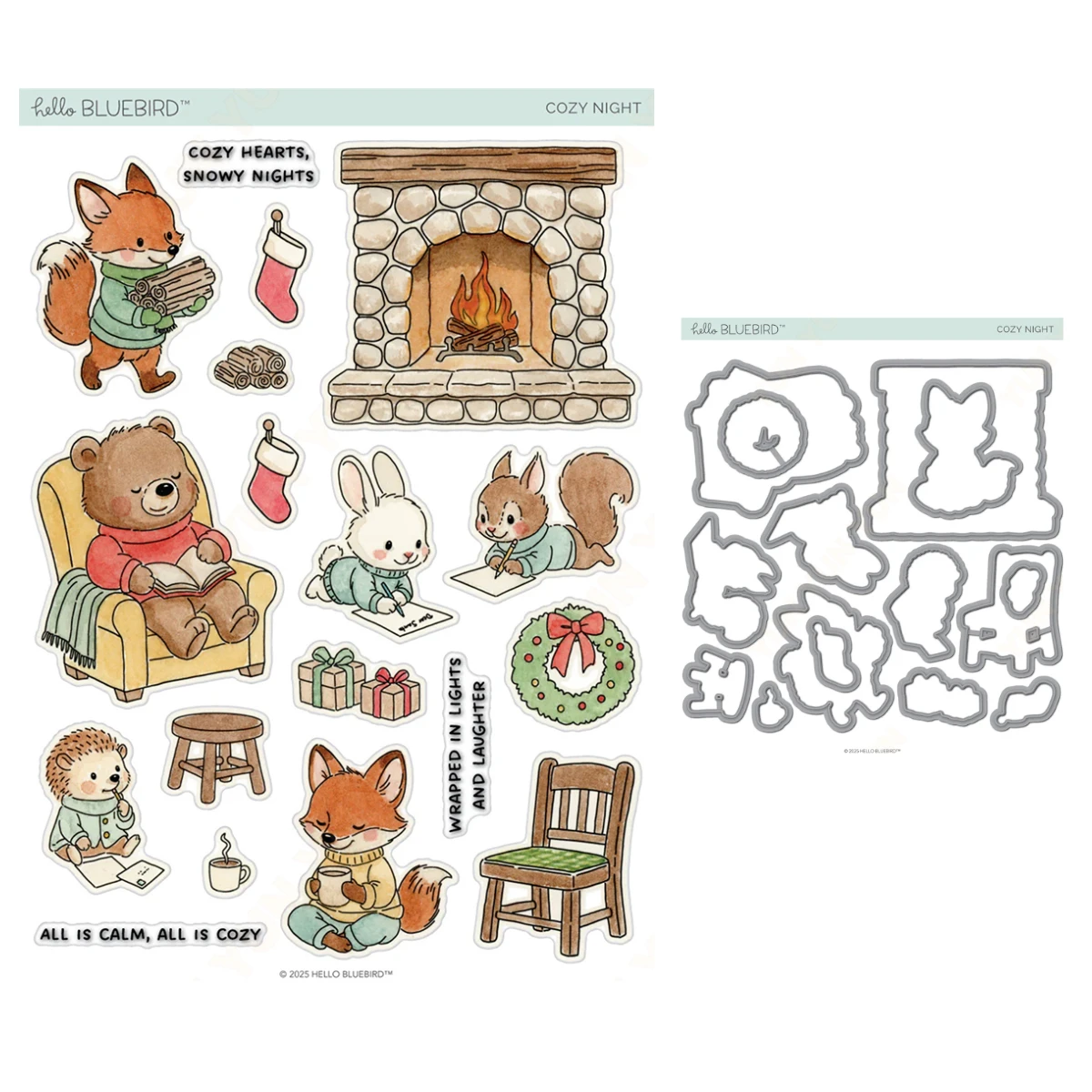 

Christmas Emotion Word Stamps DIY Scrapbooking Greeting Card Decoration Template Cozy Night Metal Cutting Dies Molds 2025 New