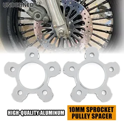 Motorcycle 10mm Thick Rotor Pulley Spacers for Harley Touring Road King Electra Street Glide Bagger FLHT 1984-2008 Black Chrome