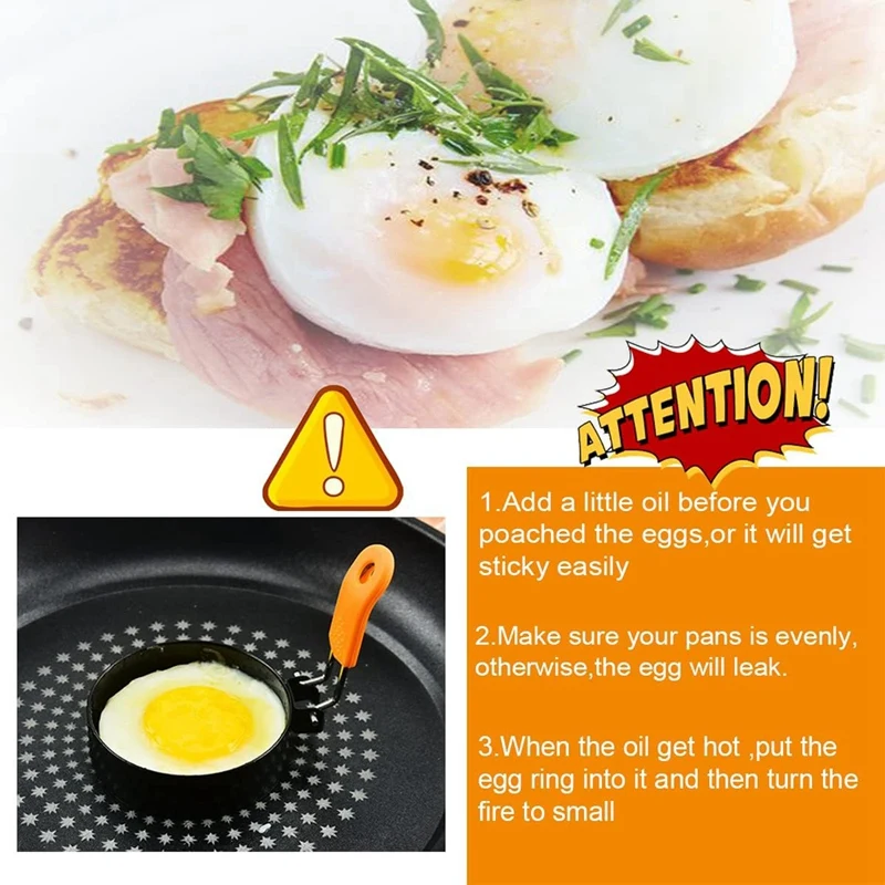 3 Packs Egg Rings For Griddle Frying Egg 3.5 Inch Egg Ring 6 Inch Pancake Mold 8 Inch Omelet Ring Non-Stick