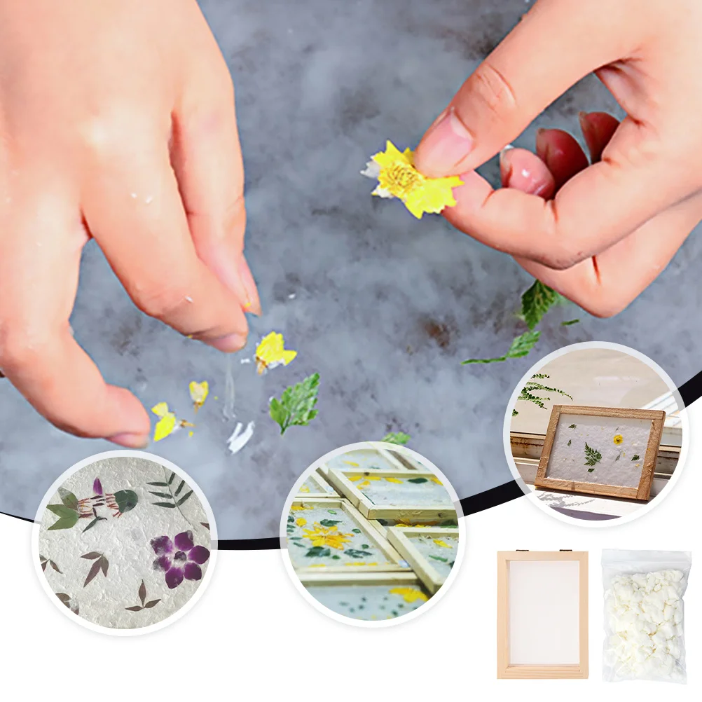 

1Set Paper Making Mold Frame Wooden DIY Craft Set Kids Handmade Dry Pulp Kit Educational Tool for Eco Friendly Paper