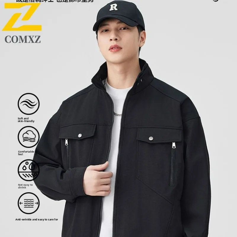 

COMXZ Men 2025 New Autumn Large Size Windproof Waterproof Versatile Fashionable Casual Outdoor Stand Collar High Quality Jacket