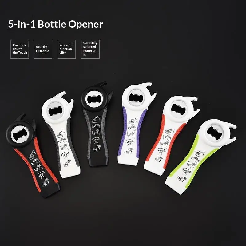 5 In 1 Multi Function Bottle Opener Stainless Steel Can Jar Beer Opener Good Kitchen Tools For Home Bar Restaurant Daily Use